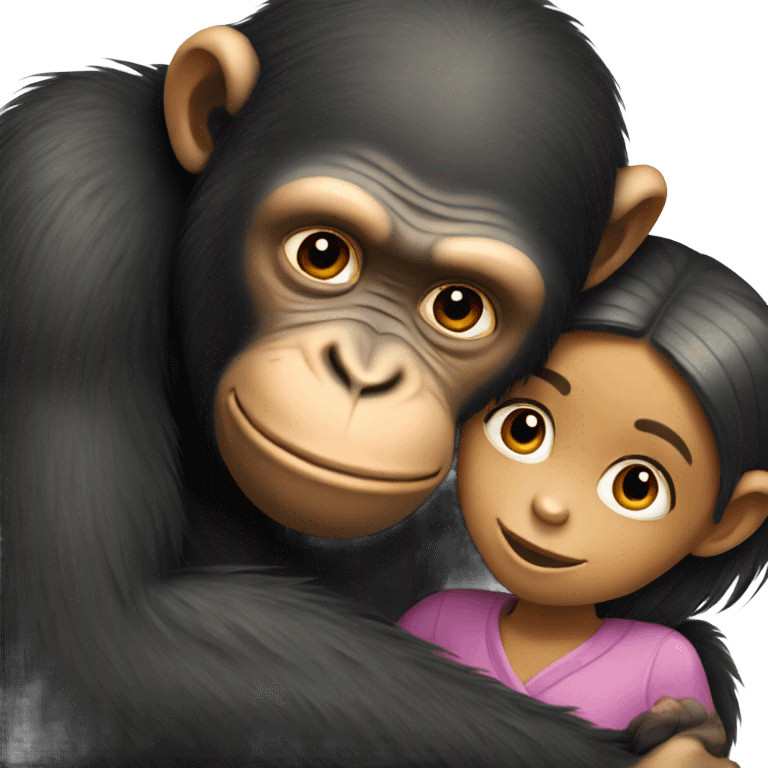 Chimp hugging a girl emoji