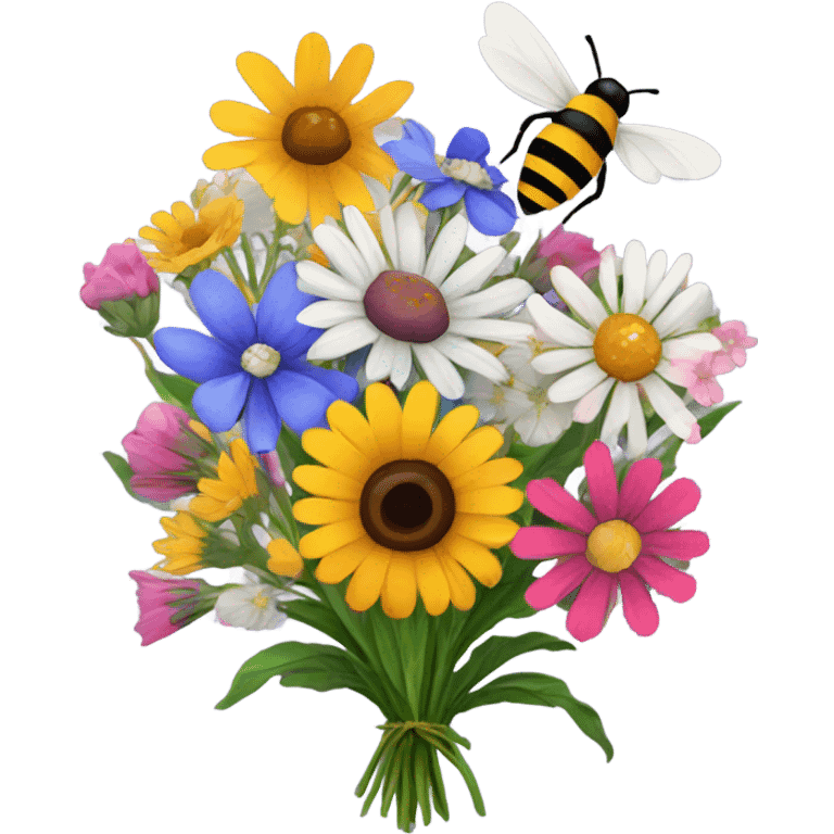 Bouquet wildflowers with small bee  emoji