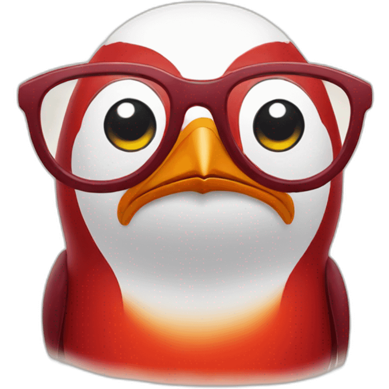 Red penguin with glasses emoji