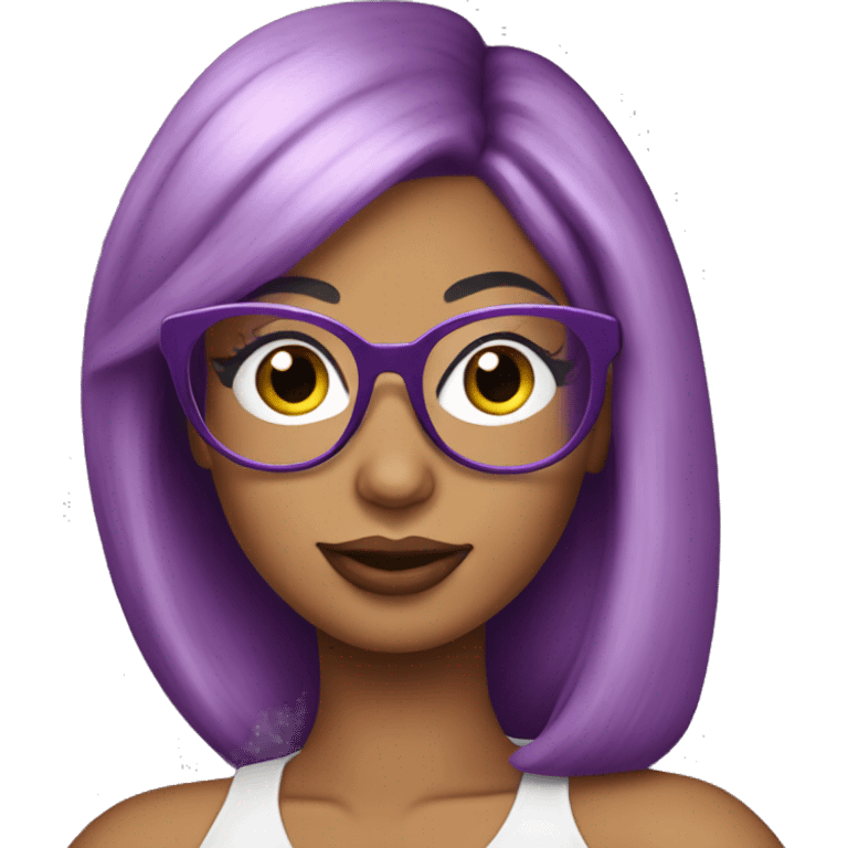 Nikki Minaj wearing glasses purple hair emoji