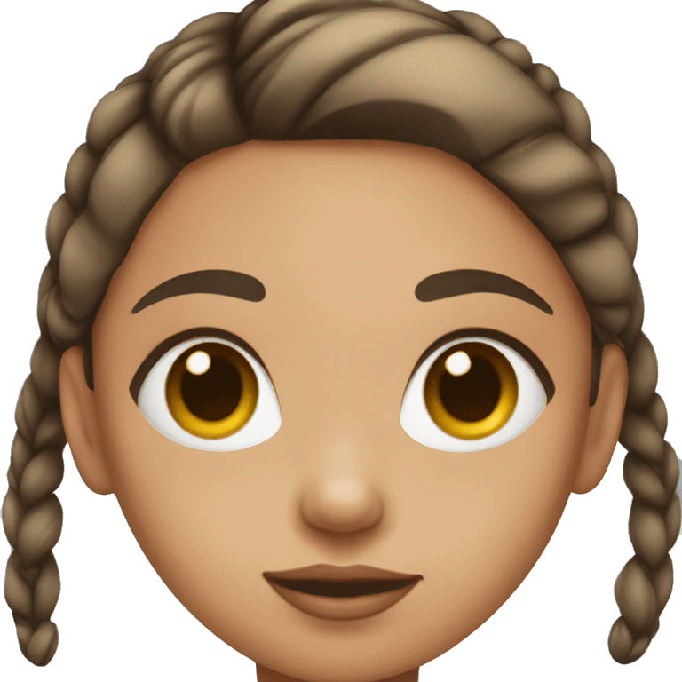 A girl with a high brown ponytail with make up emoji