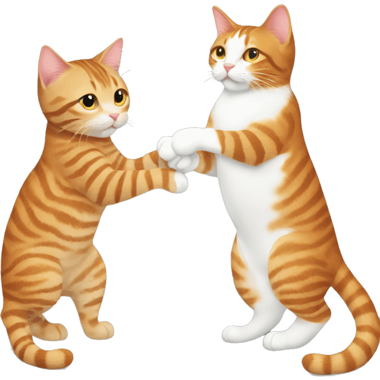 One ginger tabby cat and one brown tabby cat holding hands emoji