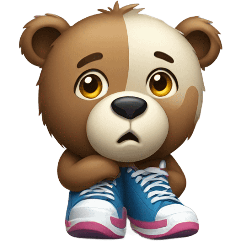 Sad bear wearing shoes emoji