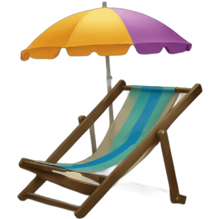 beach chair with umbrella sunset beer emoji