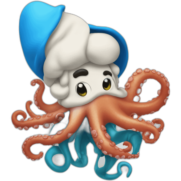 smurf eating an octopus emoji