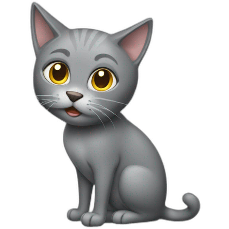 Grey cat peeing emoji