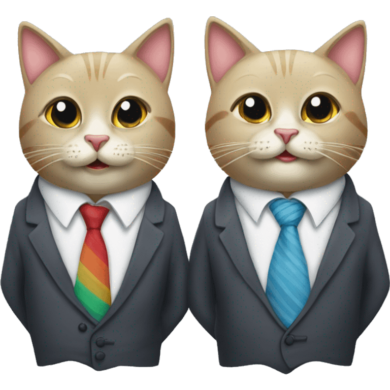 two happy cats wearing neckties emoji