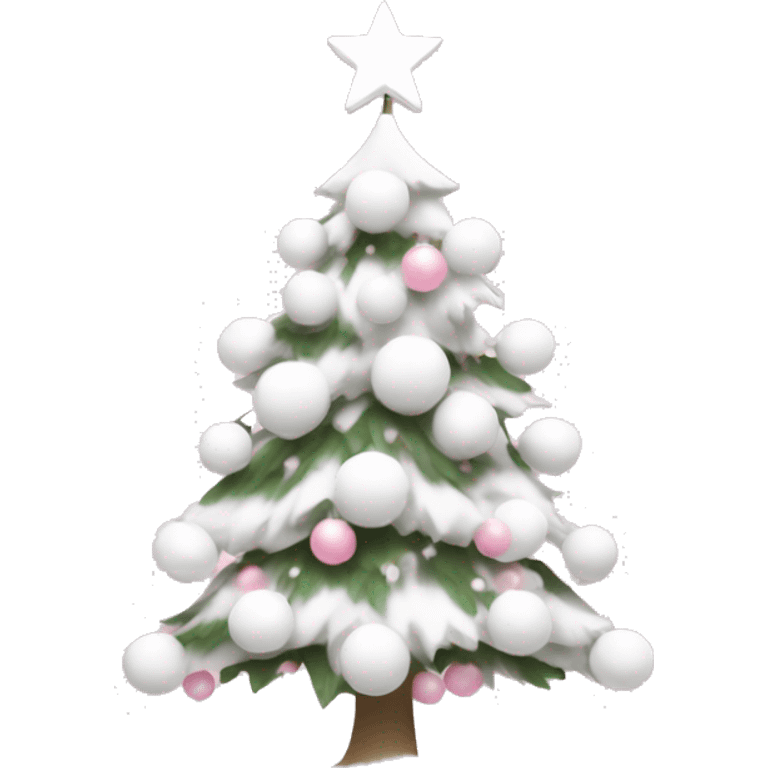 White Christmas tree with light pink balls and snowflakes  emoji