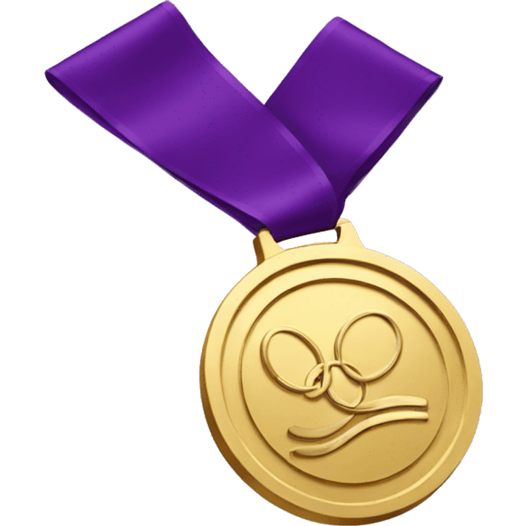 gold olympics medal with purple ribbon emoji