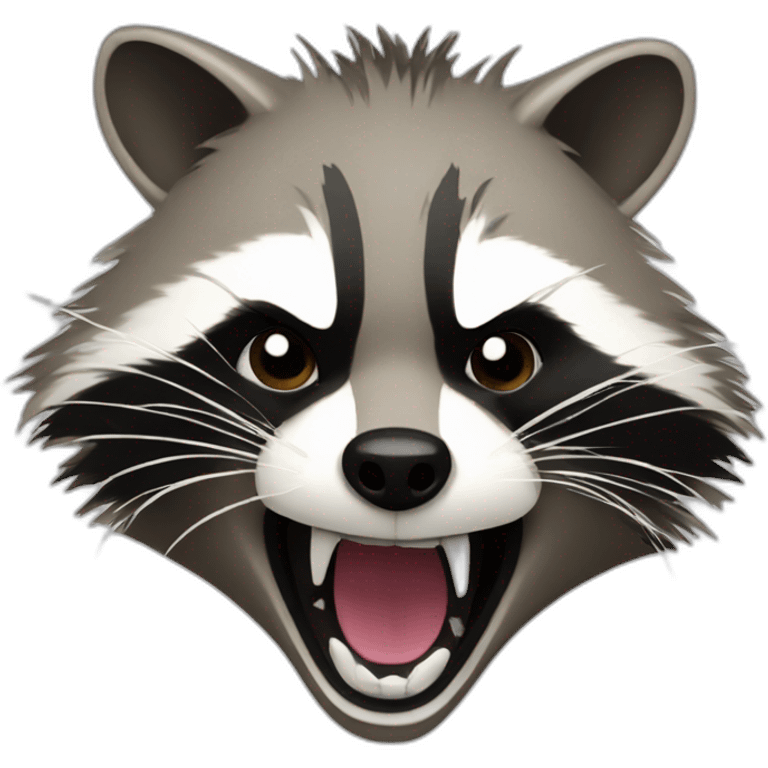 Screaming punk style raccoon emoji