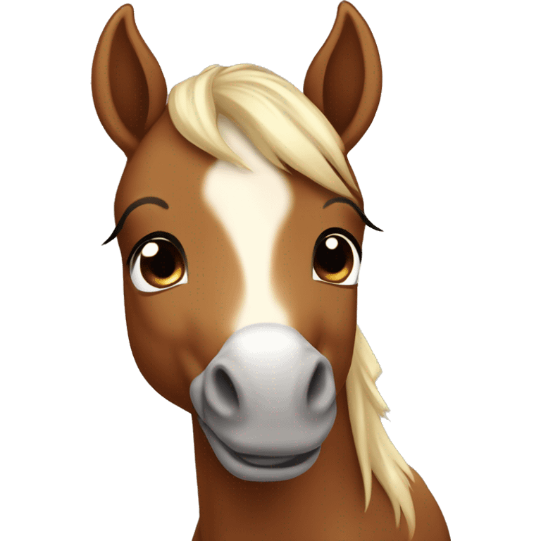 cute brown baby horse with light colored muzzle emoji