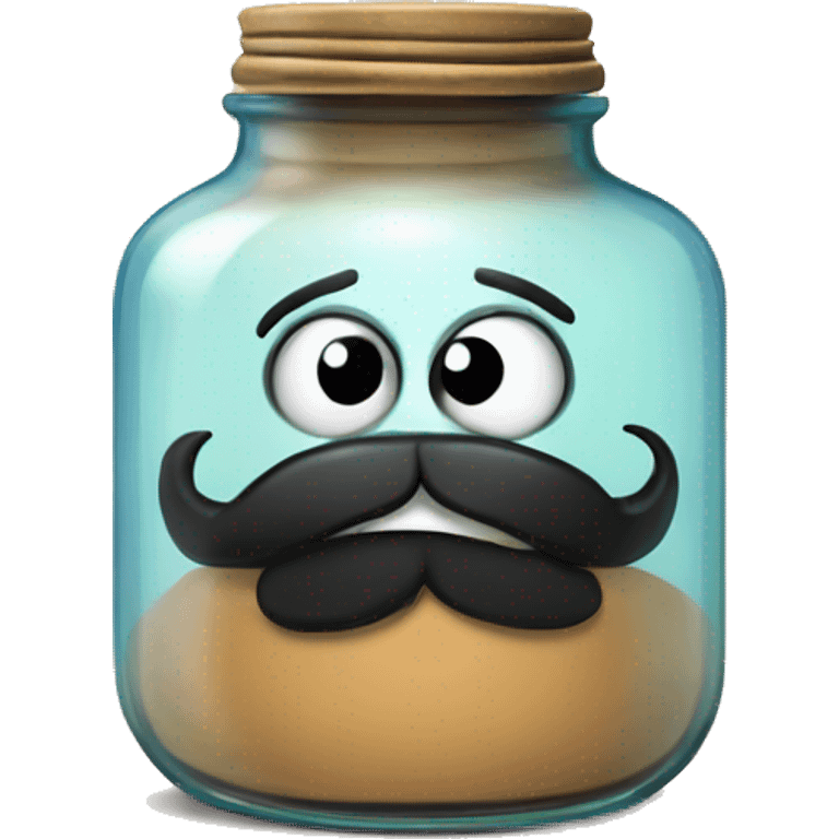 Anthropomorphic Mexican glass jar with a black beard tan skin emoji