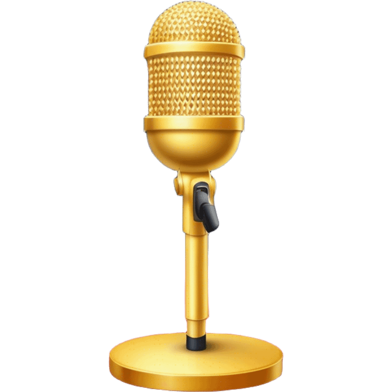 Create a glamorous and vibrant emoji that represents pop or stage vocal performance. The design should feature an empty stage with concert lighting. Include elements like an iconic stage microphone with a sparkling, rhinestone-studded microphone stand, set on a red carpet, a celebratory firework display in the background and a ribbon of musical notes flowing around the scene to symbolize the performance's energy. Use bright colors like gold, red, and silver to emphasize the excitement and glitz of the pop vocal world. The background should be transparent. emoji