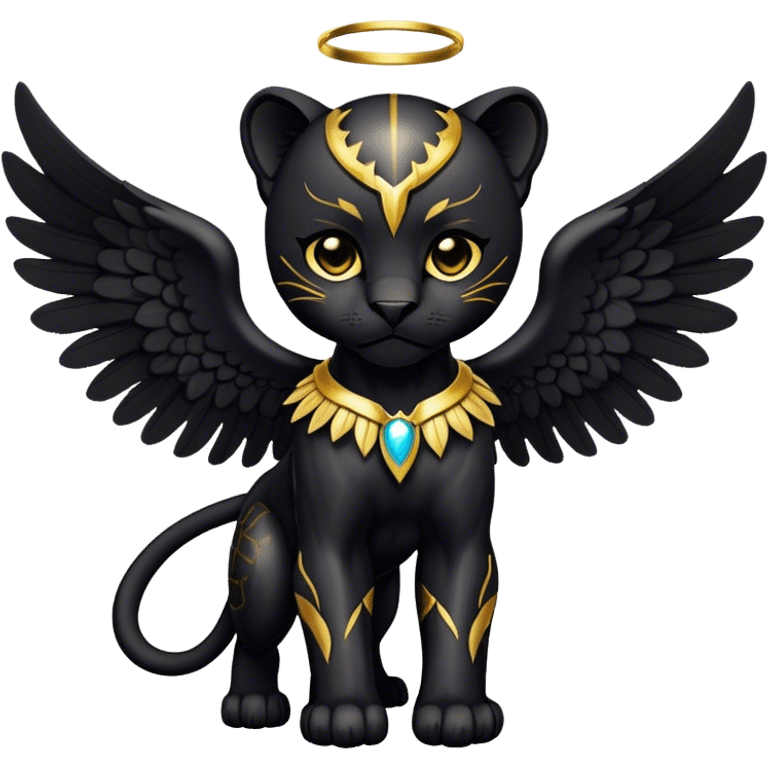 Black panther with angel wings  emoji