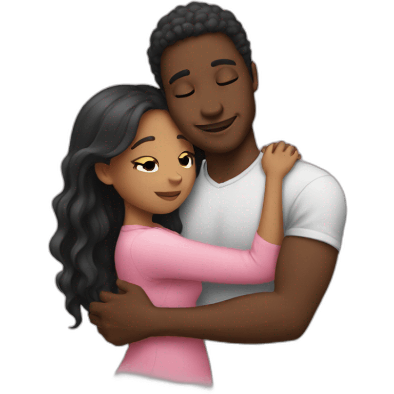 black guy with girl hug emoji