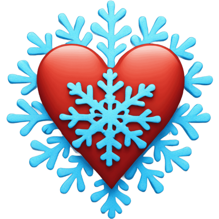 Red heart with blue snowflake emoji