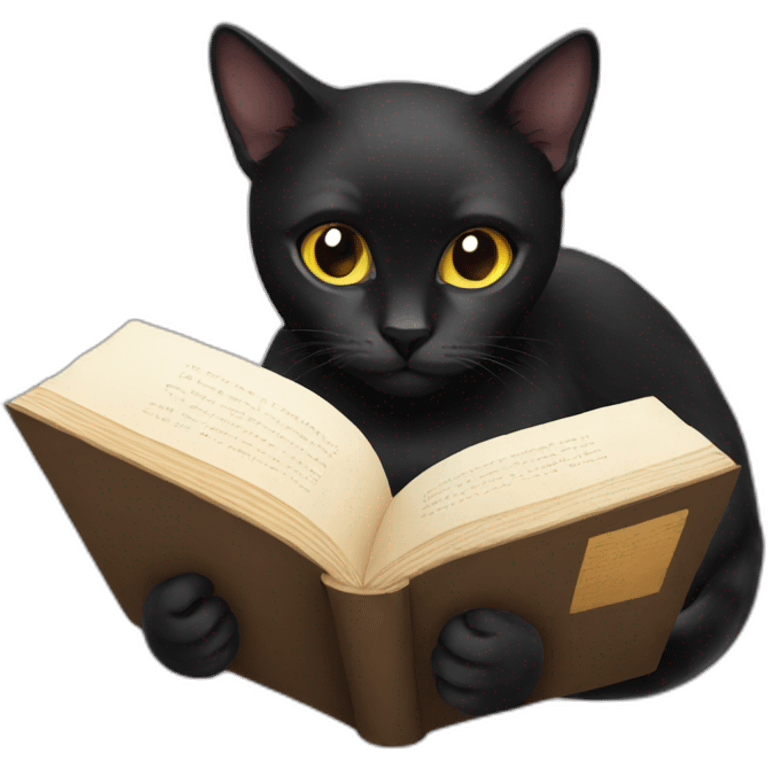 Black cat read book emoji