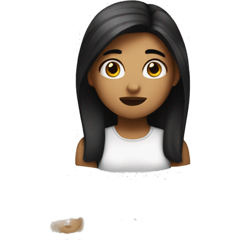 A girl with black and blond hair confused  emoji