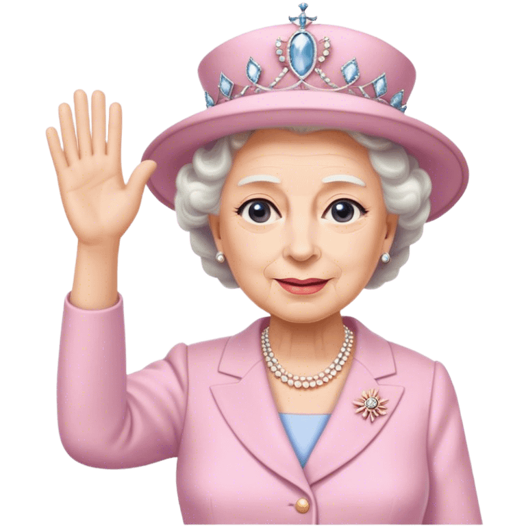 
Queen Elizabeth waves in pastel clothes emoji