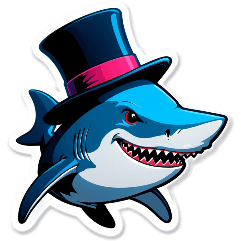 Shark with a top hat emoji