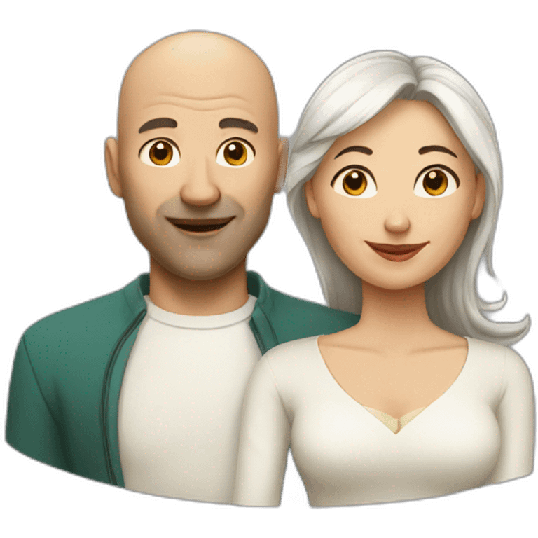 Bald man and his wife emoji