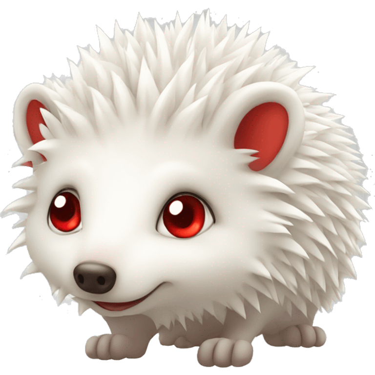 Cute white hedgehog with red eyes emoji