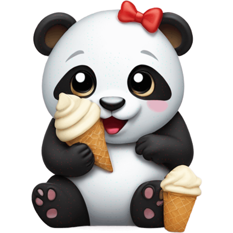 Panda eating ice cream emoji