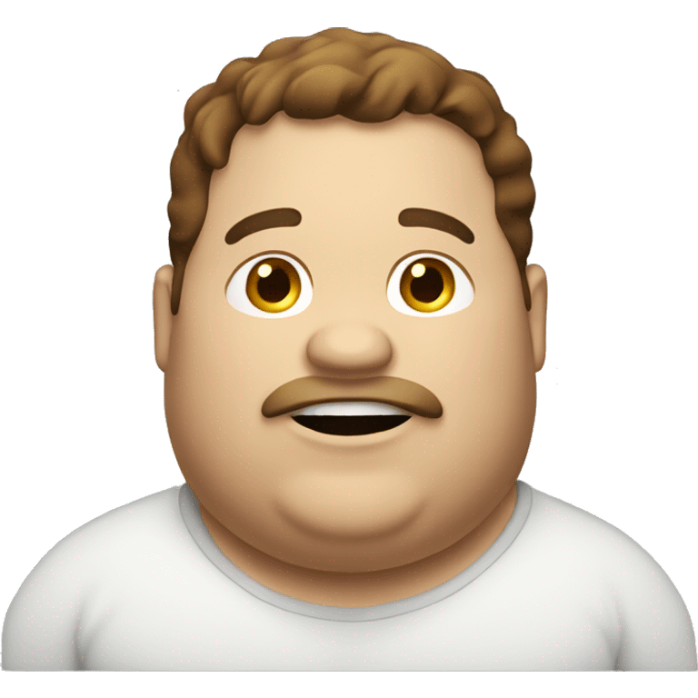 fat guy with brown hair eating emoji