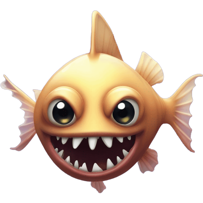 Anglerfish with glowing lure, sharp teeth, and big eyes. emoji