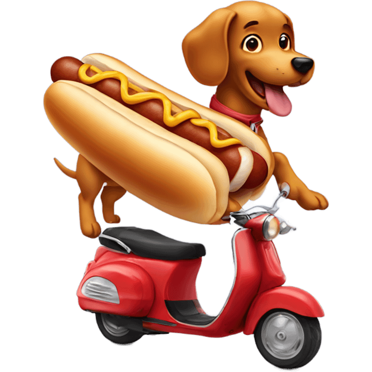 Hot dog riding a scooter with a smile emoji