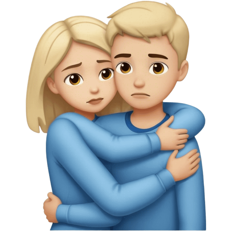 girl and boy hugging but the boy is mad  emoji