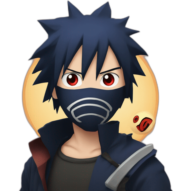 Sasuke with sharingan fighting Naruto emoji