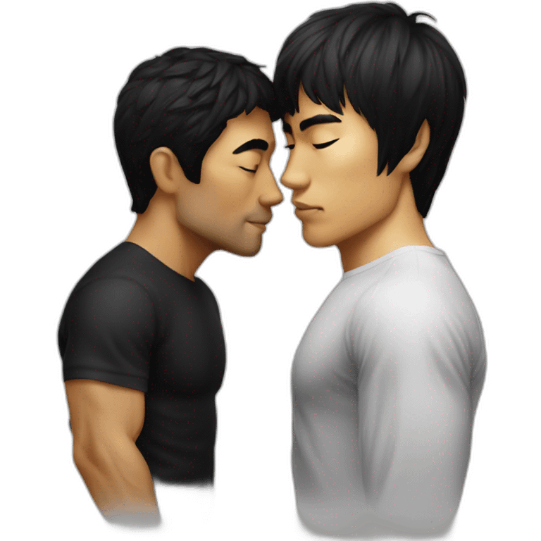 gay dude kissing Bruce Lee emoji