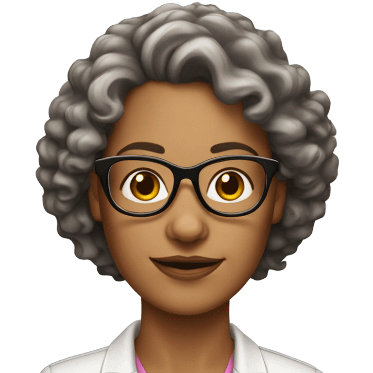 white lady, curly brown hair, glasses  40 years old, school principal,  emoji