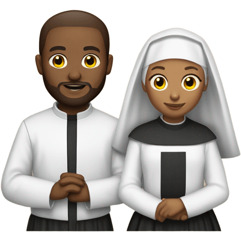 a caucasian priest with a red beard and an african american nun side by side emoji