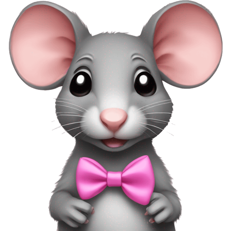 A rat wearing a pink bow emoji