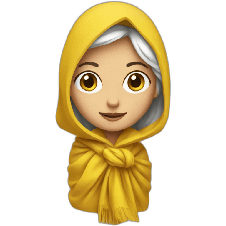 a white woman in a yellow shawl in full growth emoji