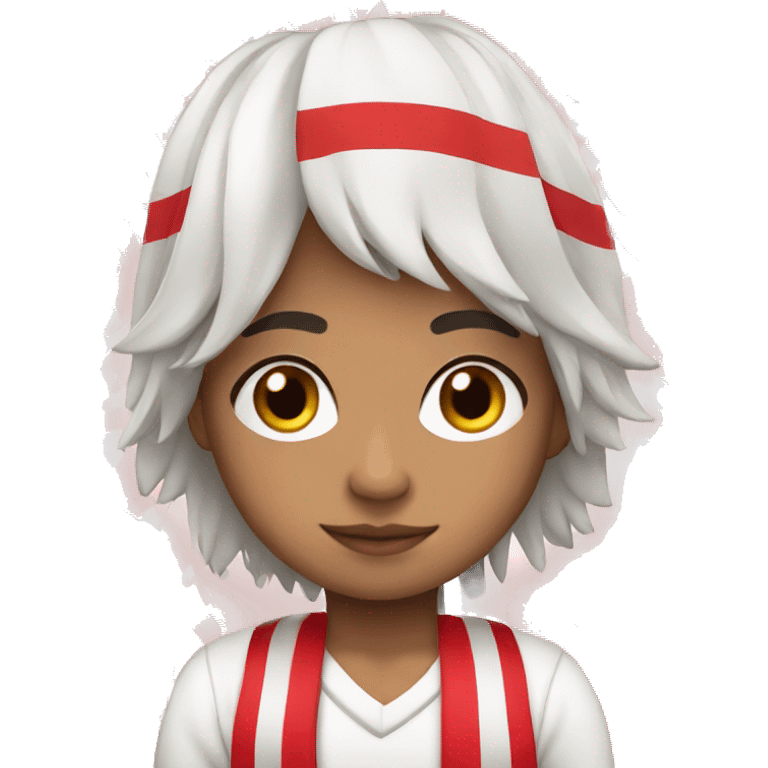 Peruvian boy wearing a Peruvian flag, white skin emoji