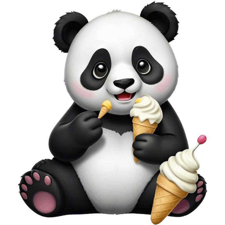 Panda eating ice cream emoji