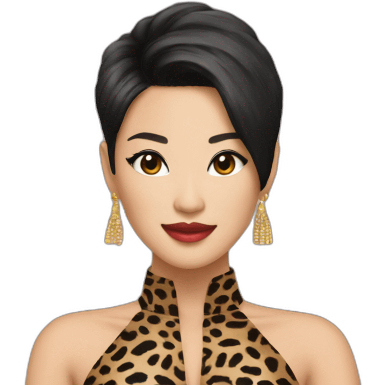 thai female singer in leopard costume short hairstyle emoji