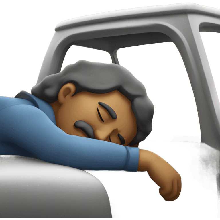 Sleeping man with a mustache in a truck emoji