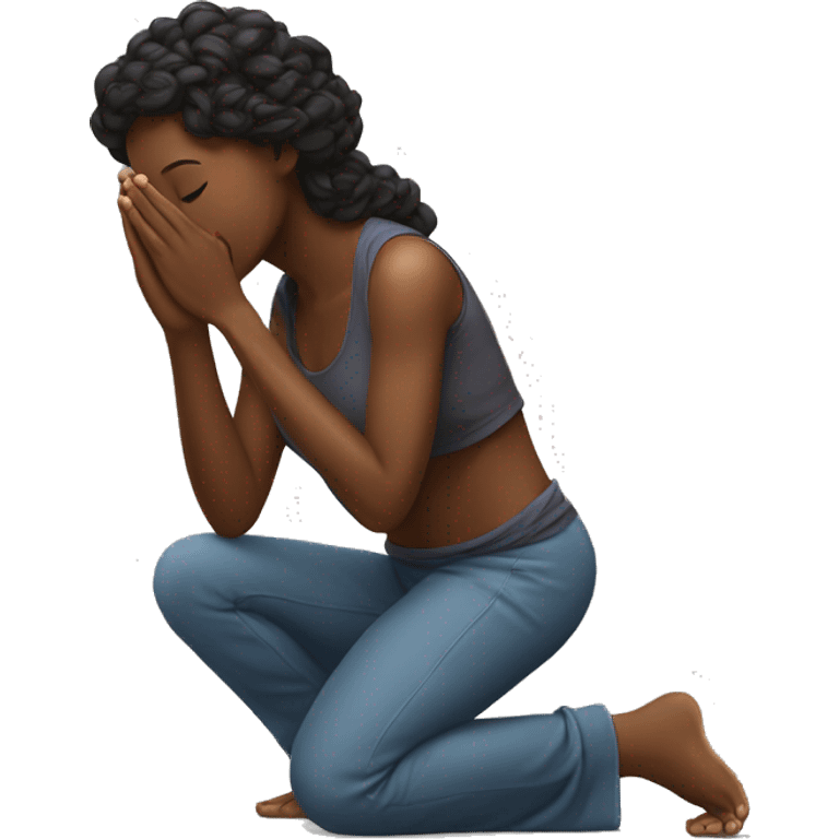 black woman kneeling in prayer emoji