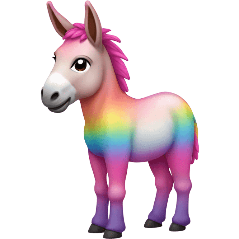 Pink ombre rainbow full body donkey with glitter and pink face  emoji