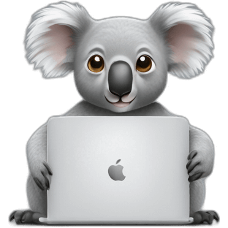 Koala-wearing-square-and-white-tee-working-on-a-black-laptop emoji