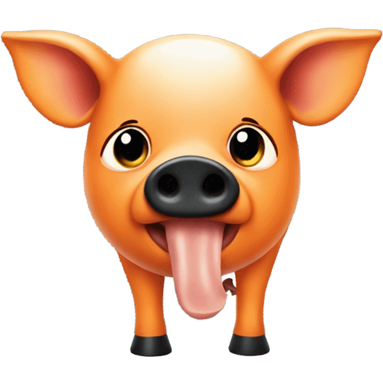 Orange pig with black patches eating corn emoji