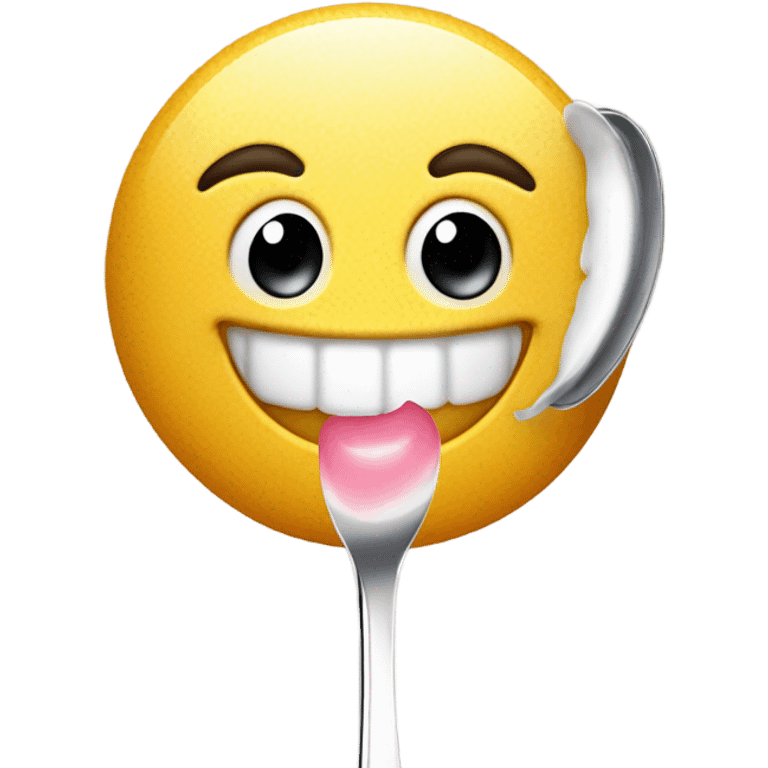 Happy face smelling spoon of sugar  emoji