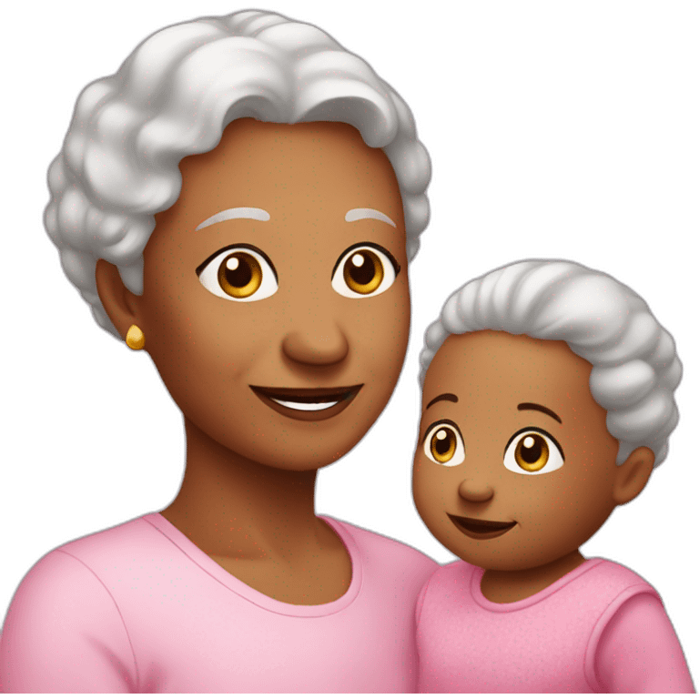 baby girl with grand mother emoji