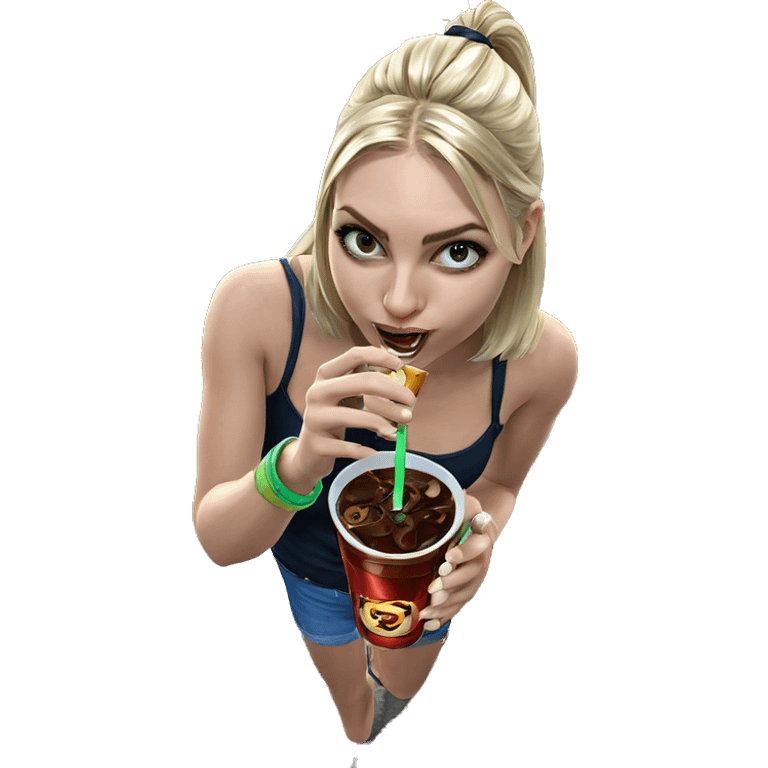 blonde girl enjoying a drink emoji