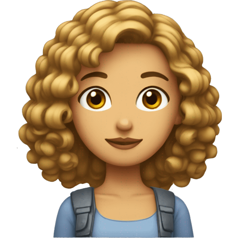 Chica blanca, pelo castaño y rulo  emoji