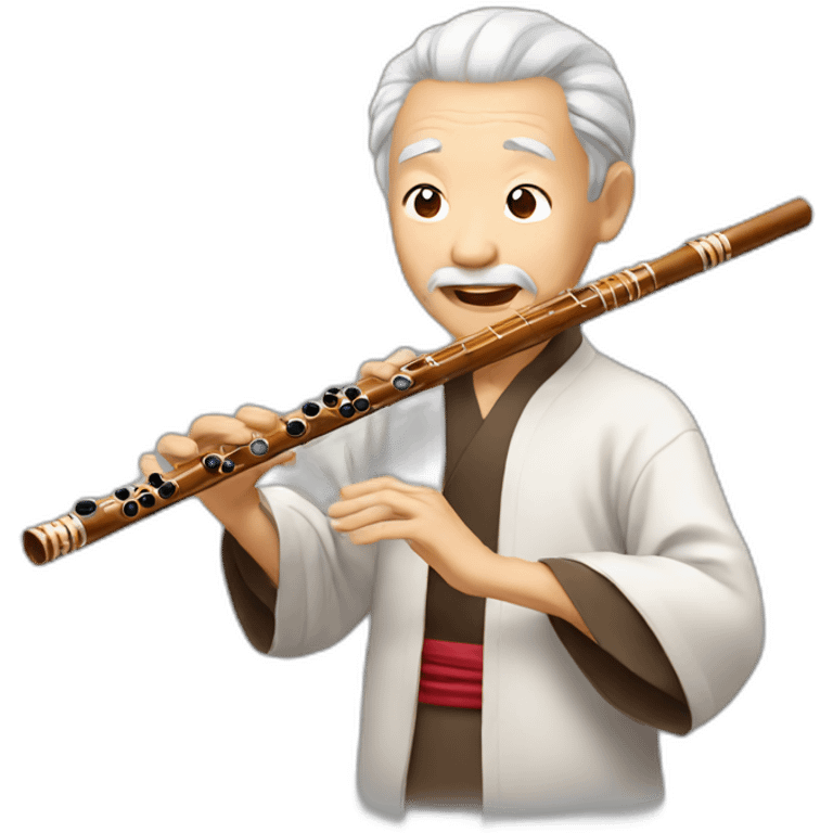 Chinese old guy played the Chinese flute emoji